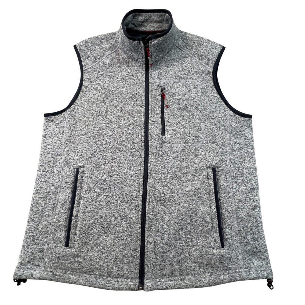 Orvis Denali Outdoor Sweater Fleece Vest Mens Large Gray Marl Full Zip Pockets
